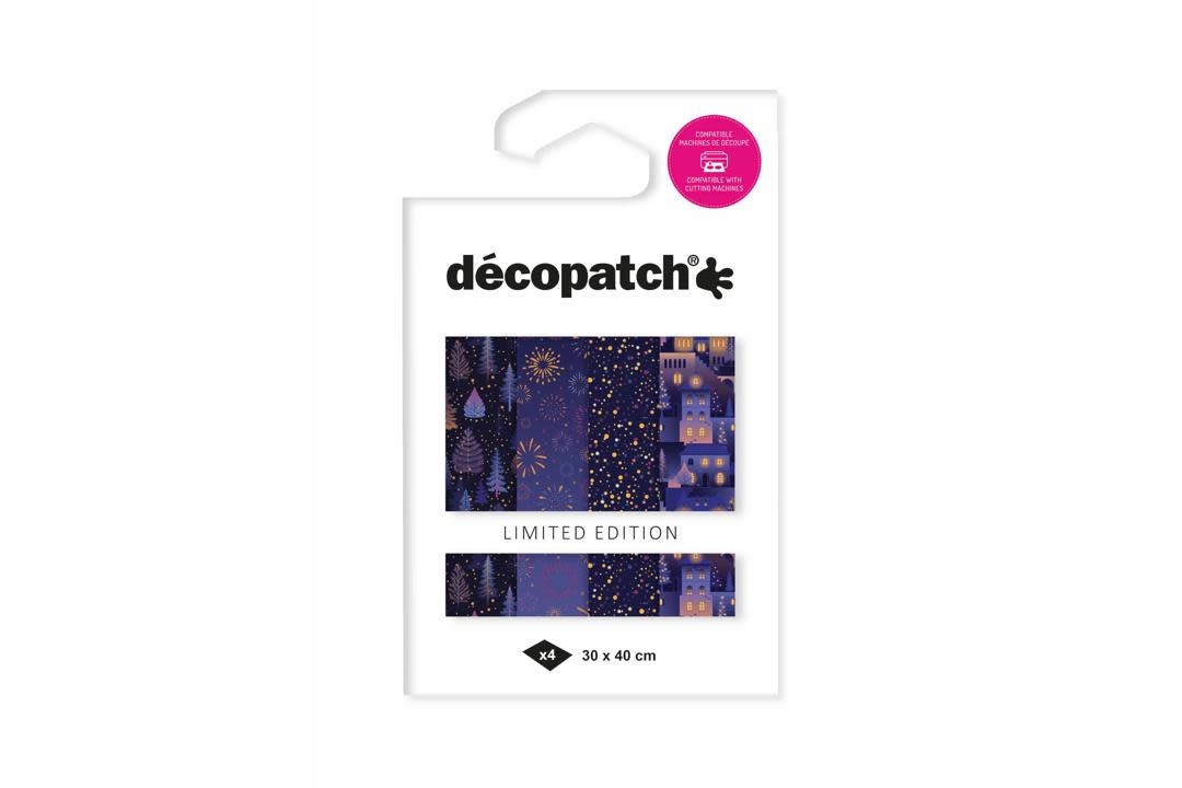 DECOPATCH Assort. 4 Papiers Foil Nuit De Noël 30x40cm