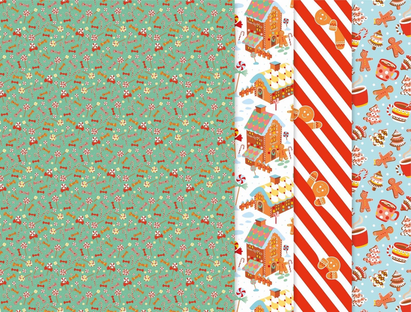 DECOPATCH Assort. 4 Papiers Foil Noël En Cuisine 30x40cm