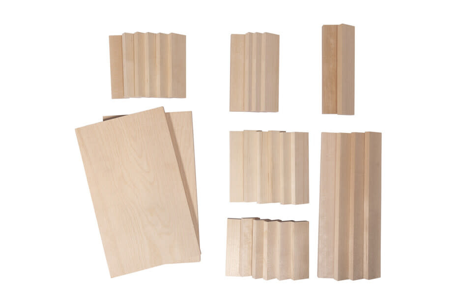 RAYHER Kit Blocs + Plaques en bois, FSC 100%, nature, assortis, 30 pièces, boîte 1lot