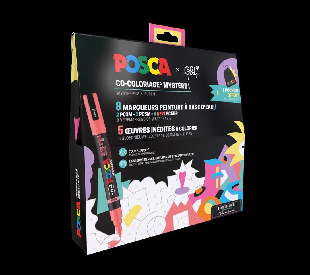 UNI-BALL Posca Pack Coloriage Assorti 8 Marqueurs Pc5Br/Pc3M/Pc5M