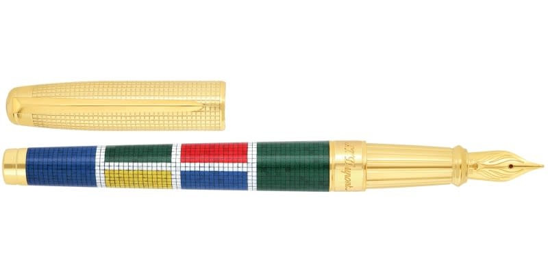 DUPONT S.T Stylo Plume Line D Eternity laque Mosaic brillant et finiton dorée