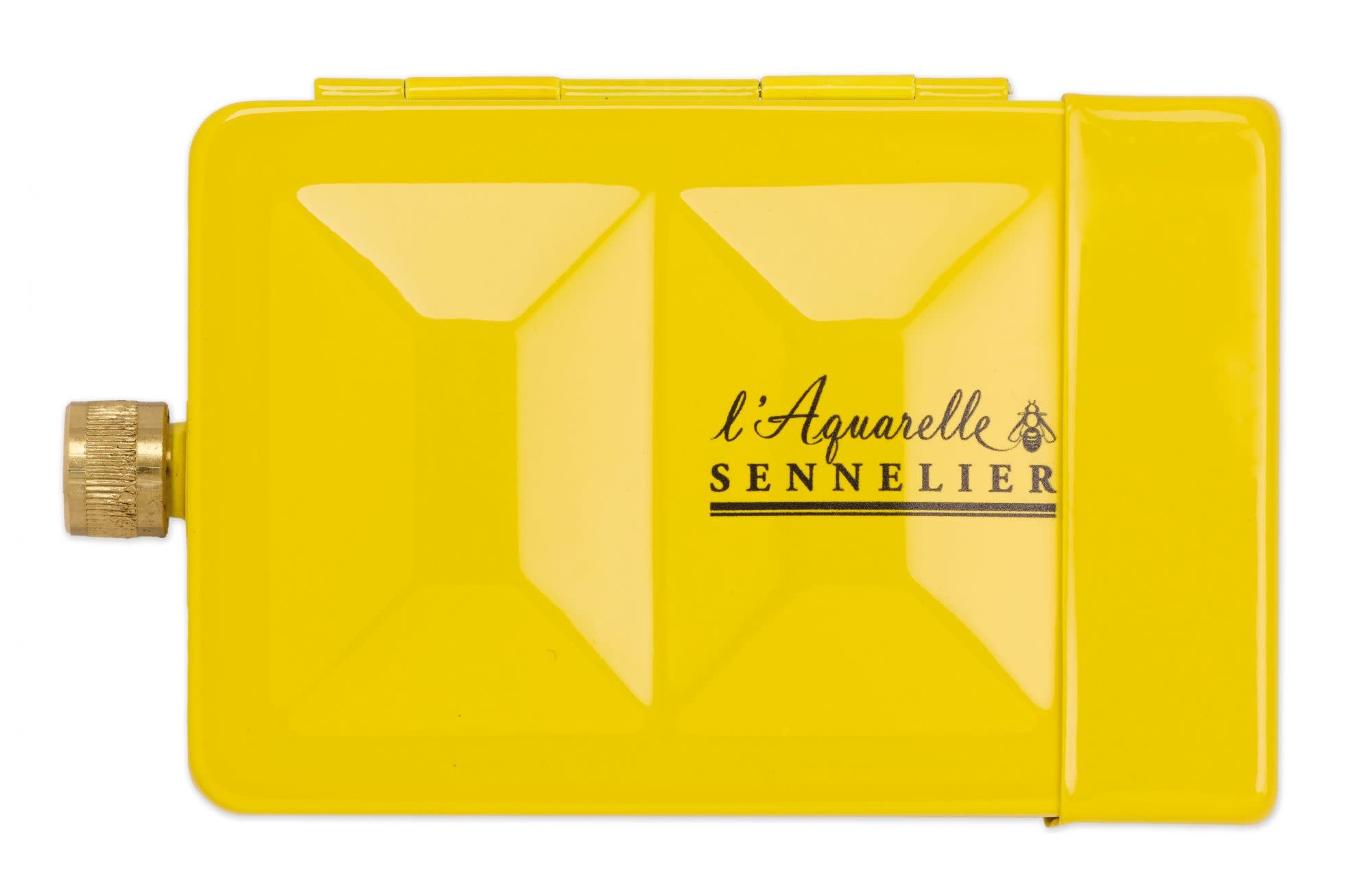 SENNELIER Boite Émaillée Jaune Aquarelle Extra Fine 8 Demi Godets+ 1 Mini Pinceaux + Rserve D'Eau