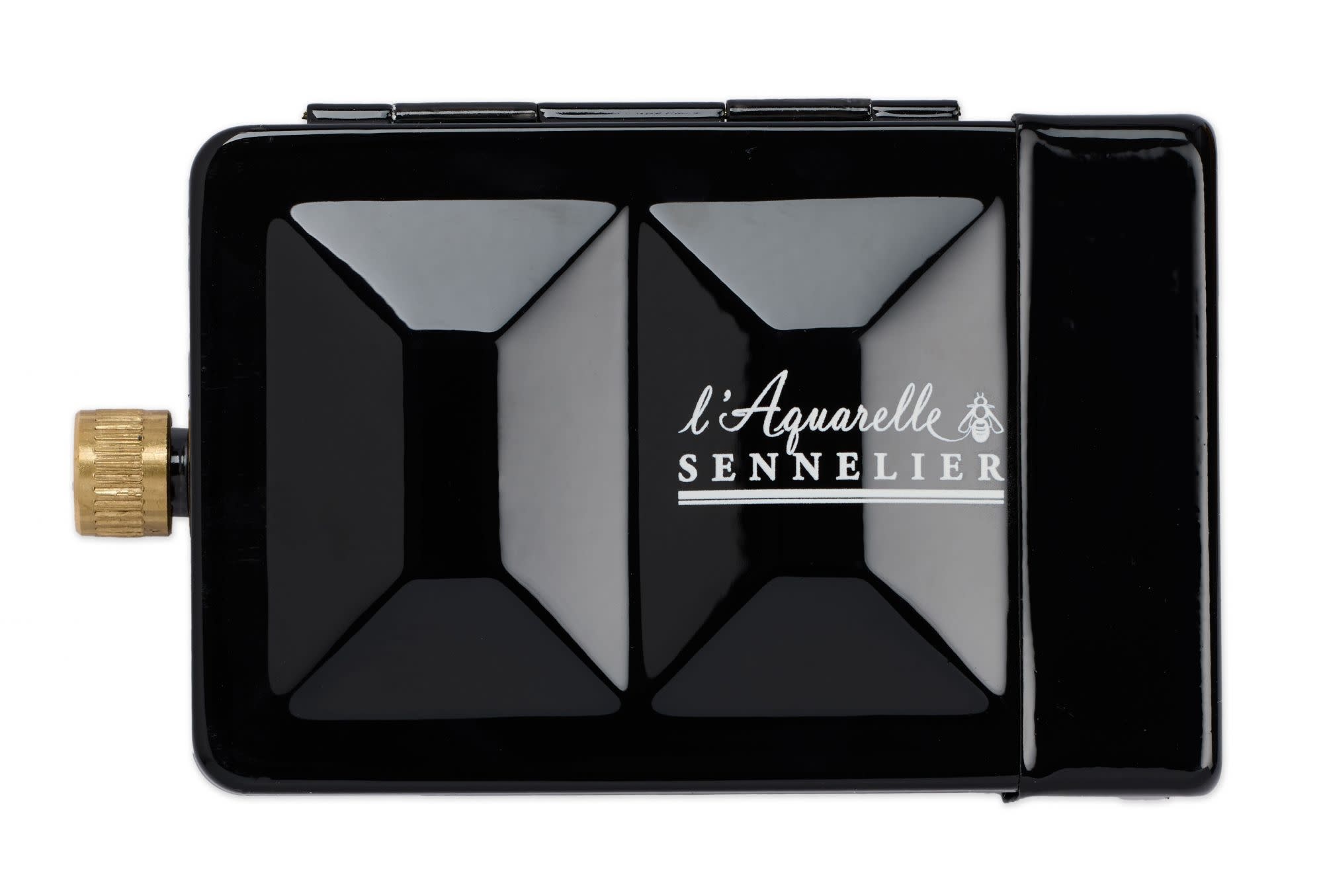 SENNELIER Boite Émaillée Noir Aquarelle Extra Fine 8 Demi Godets+ 1 Mini Pinceaux + Réserve D'Eau