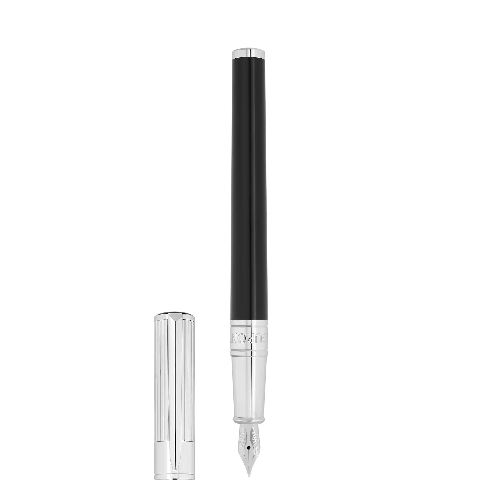 DUPONT S.T Stylo plume Initial Dt Noir/ Chromé