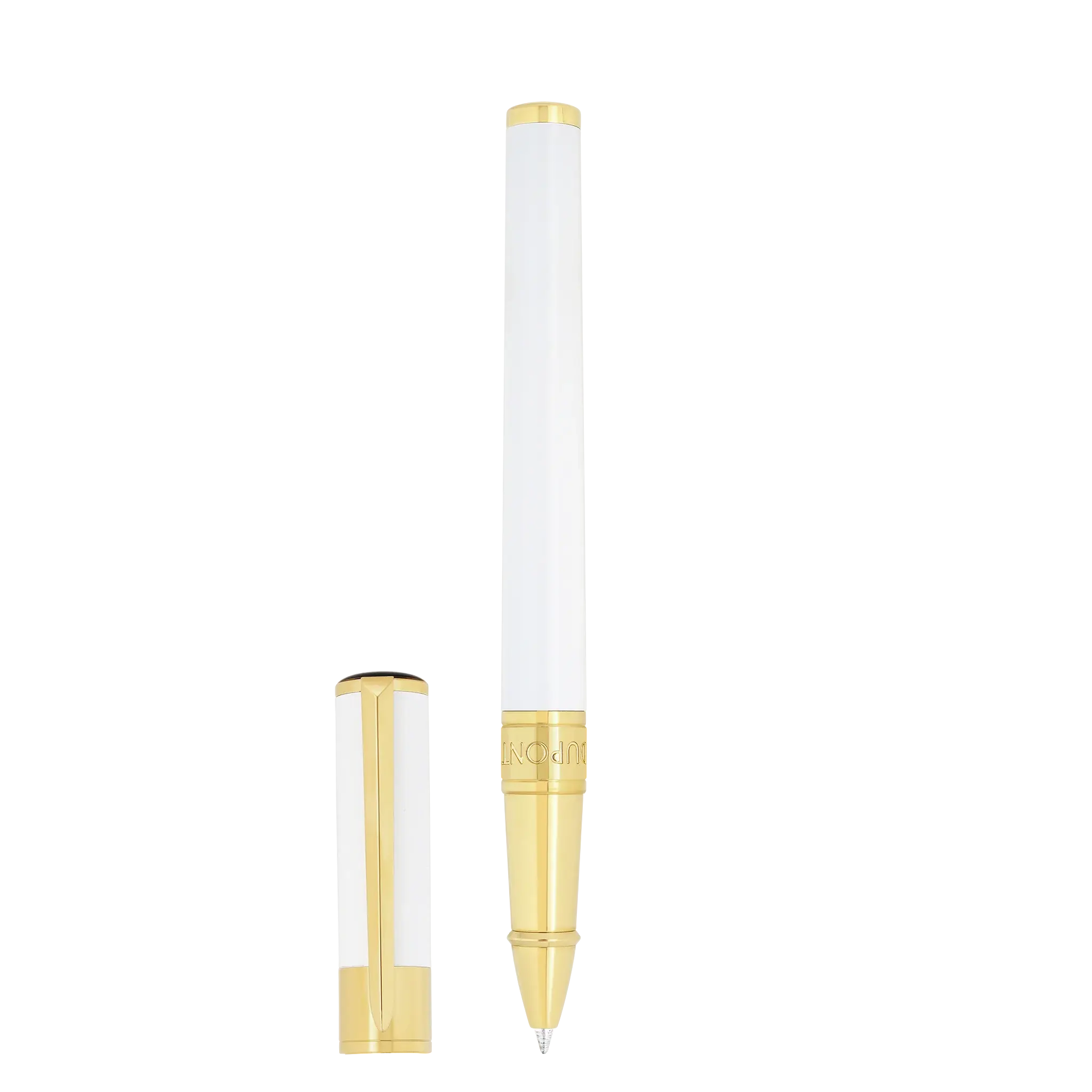 DUPONT S.T Stylo Roller Initial Blanc / Doré