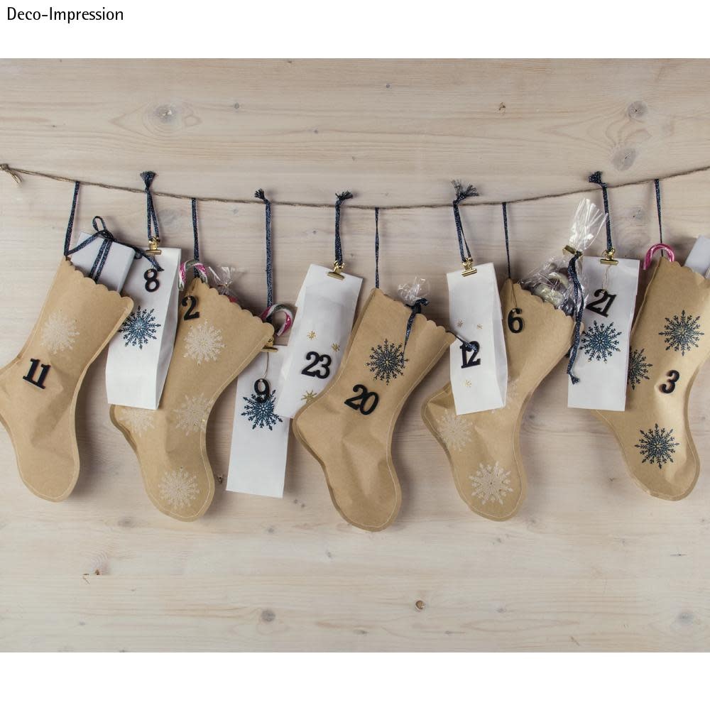 RAYHER Bas de Noël en papier, kraft, 27,5x18cm, 100g/m2, sct.-LS 6pces