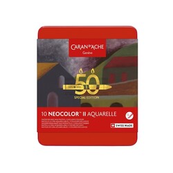 CARAN D'ACHE Neocolor™ II, 50 ans "Dark", boîte métal de 10 couleurs