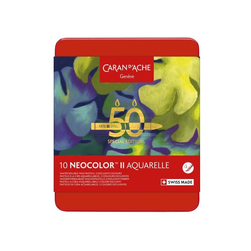 CARAN D'ACHE Neocolor™ II, 50 ans "Lush", boîte métal de 10 couleurs