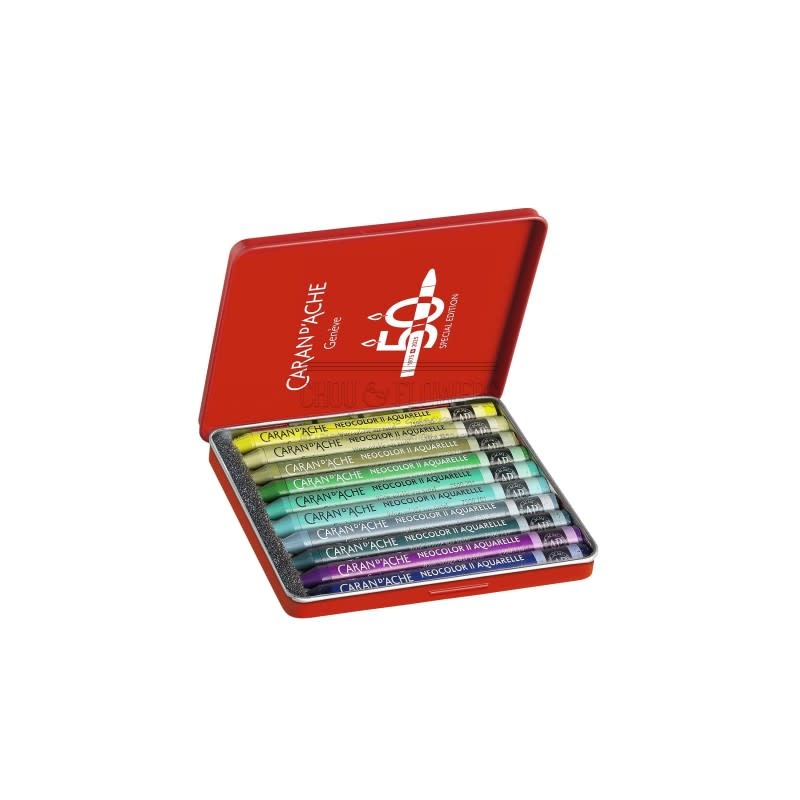 CARAN D'ACHE Neocolor™ II, 50 ans "Lush", boîte métal de 10 couleurs