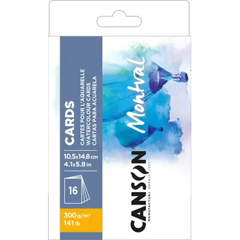 CANSON Carte Pour Aquarelle Montval 10,5X14,8Cm 300G 16Fl Grain Fin