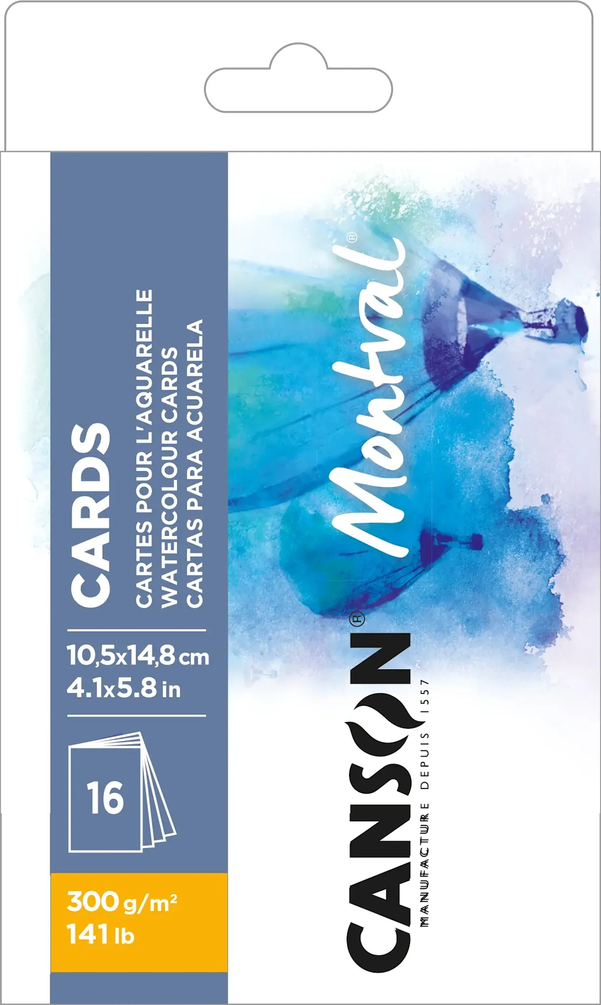 CANSON Carte Postale Aquarelle Montval 10,5X14,8Cm 300G 16Fl Grain Fin