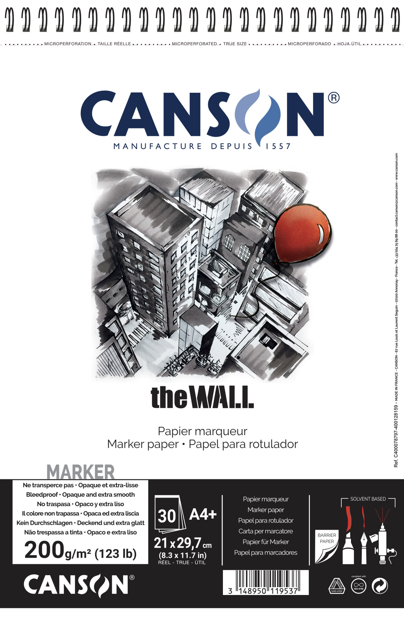 CANSON Album Spirale 30Fl Canson® The Wall 21X31.4 200G