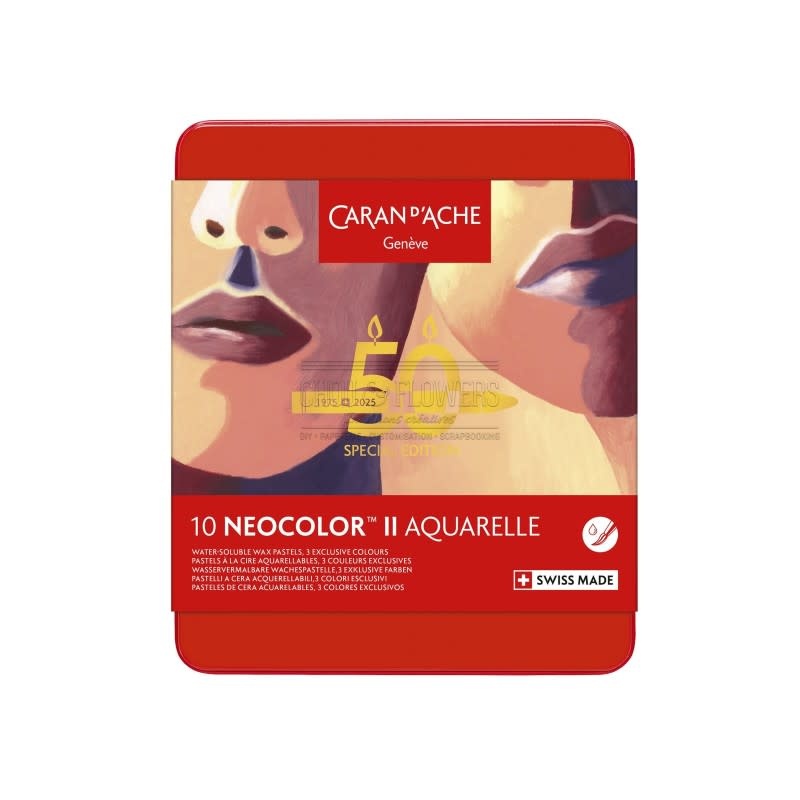 CARAN D'ACHE Neocolor™ II, 50 ans "Portrait", boîte métal de 10 couleurs