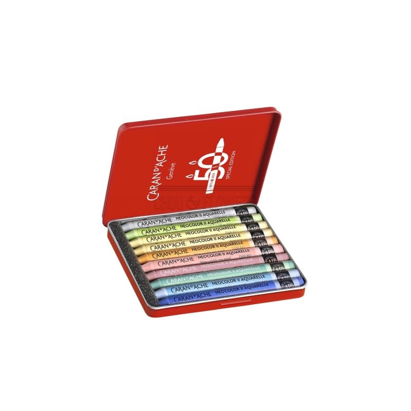 CARAN D'ACHE Neocolor™ II, 50 ans "Pastel", boîte métal de 10 couleurs