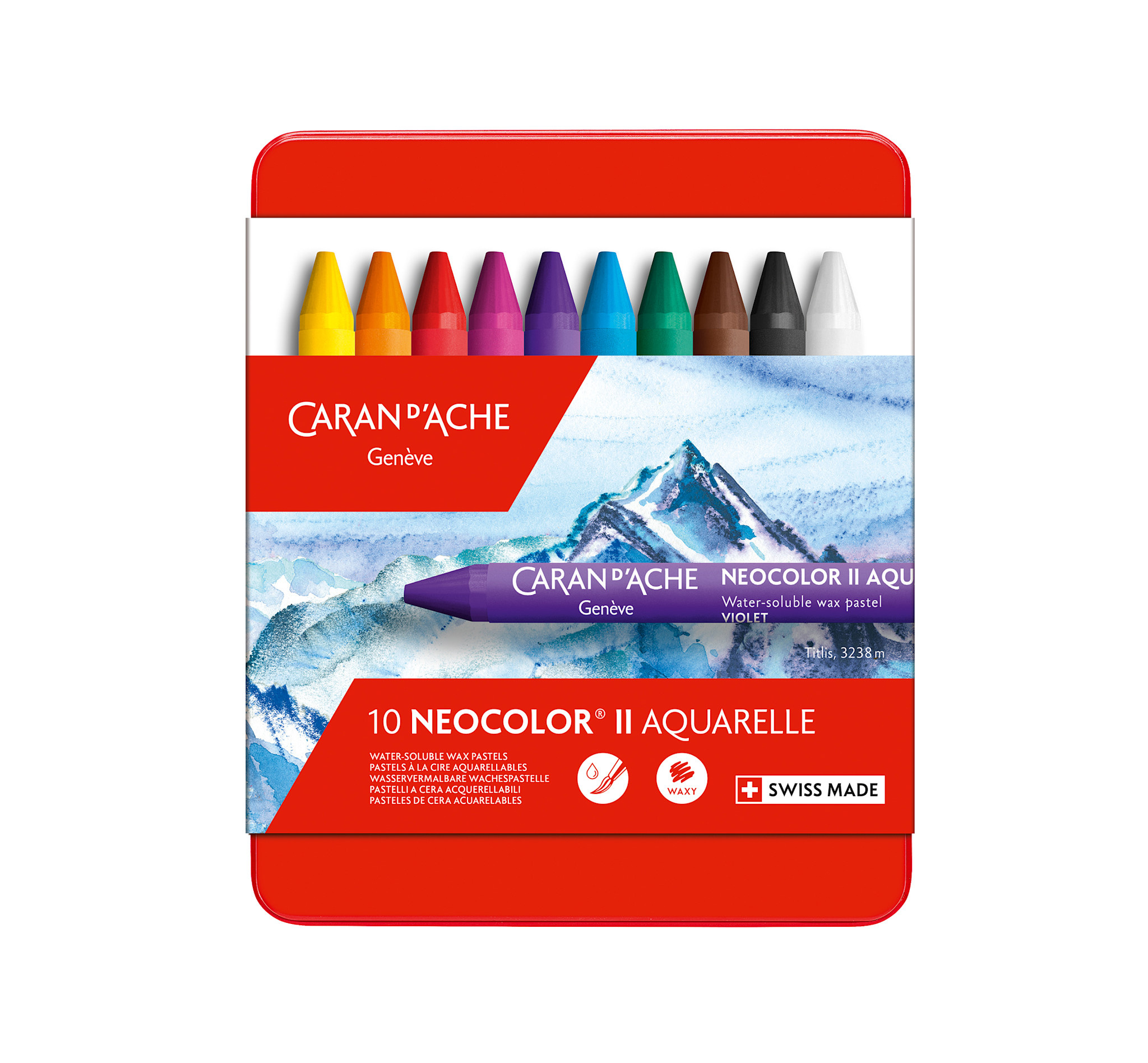 CARAN D'ACHE Pastels NEOCOLOR® II Boîte métal de 10 couleurs assorties