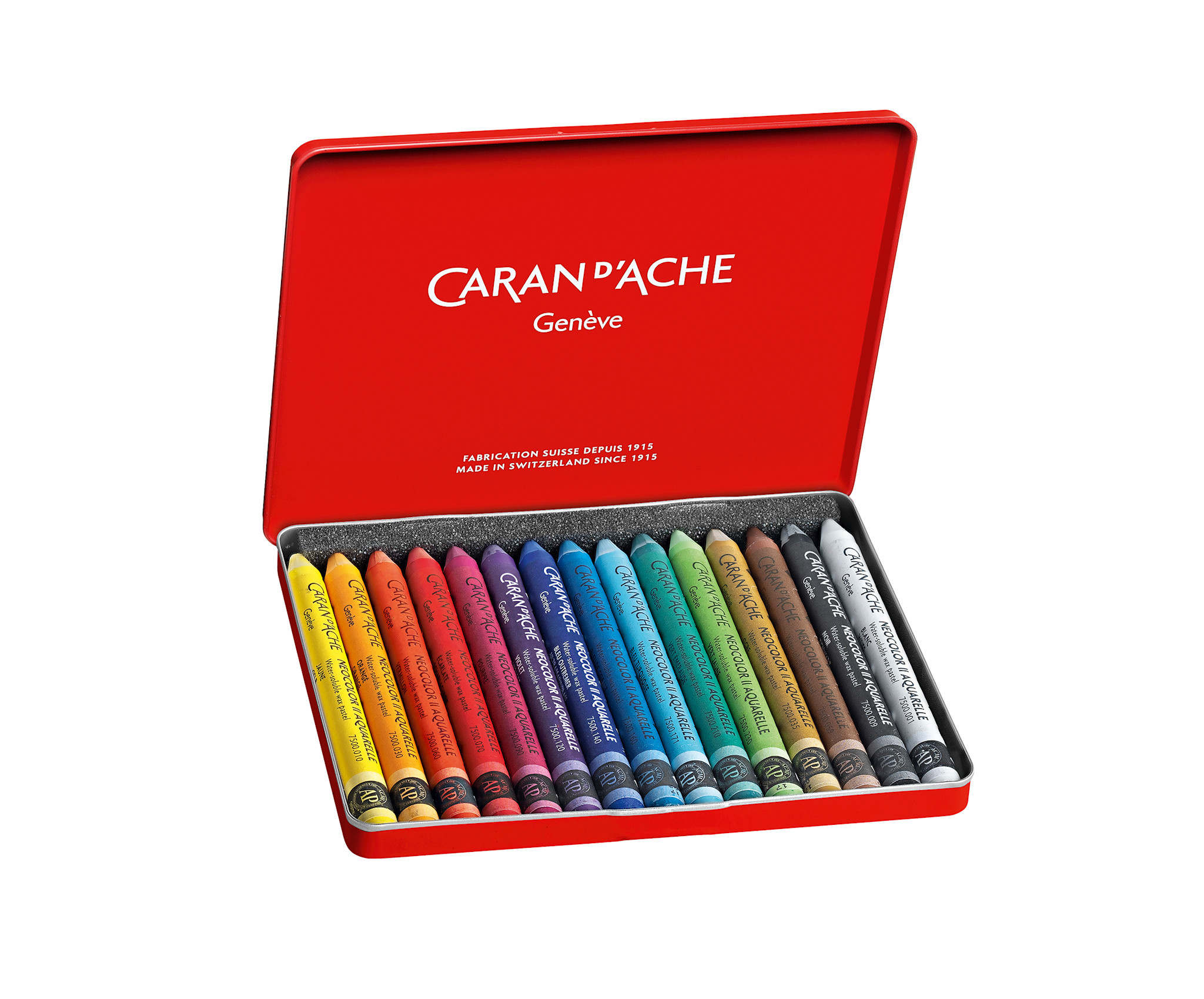 CARAN D'ACHE Pastels NEOCOLOR® II Boîte métal de 15 couleurs assorties