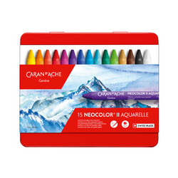 CARAN D'ACHE Pastels NEOCOLOR® II Boîte métal de 15 couleurs assorties