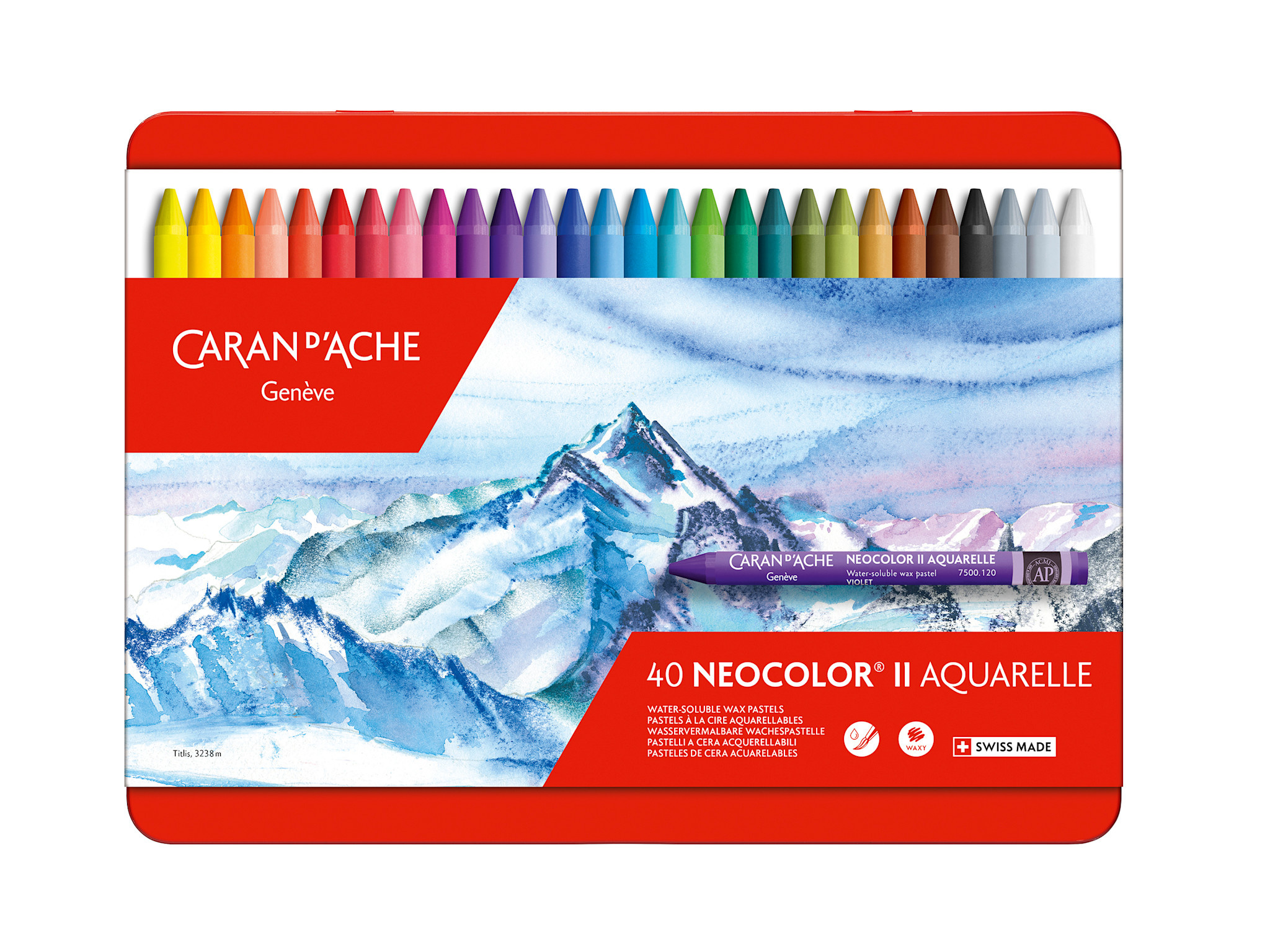 CARAN D'ACHE Pastels NEOCOLOR® II Boîte métal de 40 couleurs assorties
