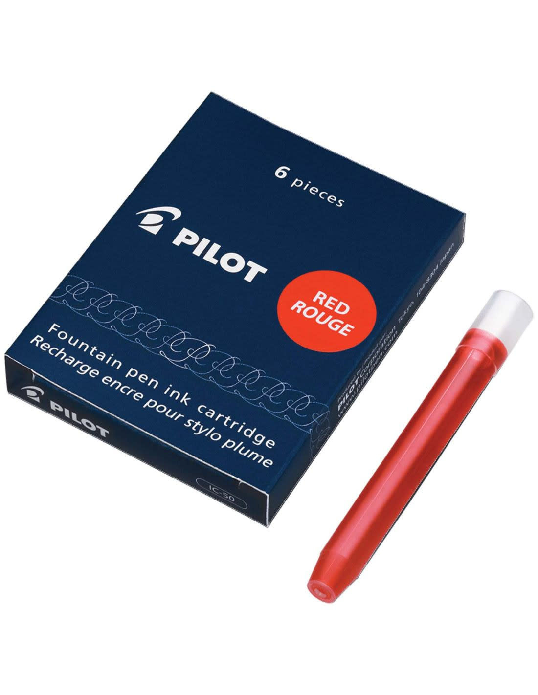 PILOT IC-50 Boîte de 6 cartouches - Rouge