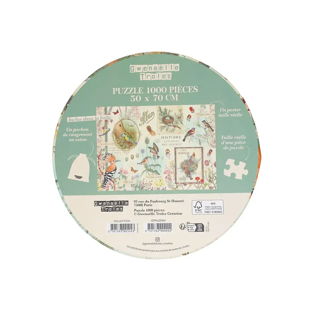 KIUB Gt Puzzle 1000 Pcs 50 X 70 Cm + Pochon - Oiseaux