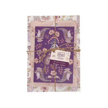 KIUB Set De 3 Carnets Lignés Esprit Cachemire 14.5x21cm