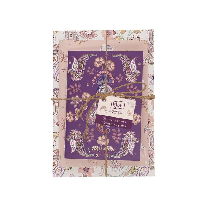 KIUB Set De 3 Carnets Lignés Esprit Cachemire 14.5x21cm