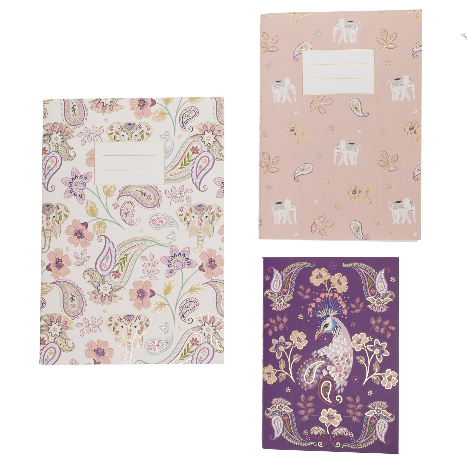 KIUB Set De 3 Carnets Lignés Esprit Cachemire 14.5x21cm