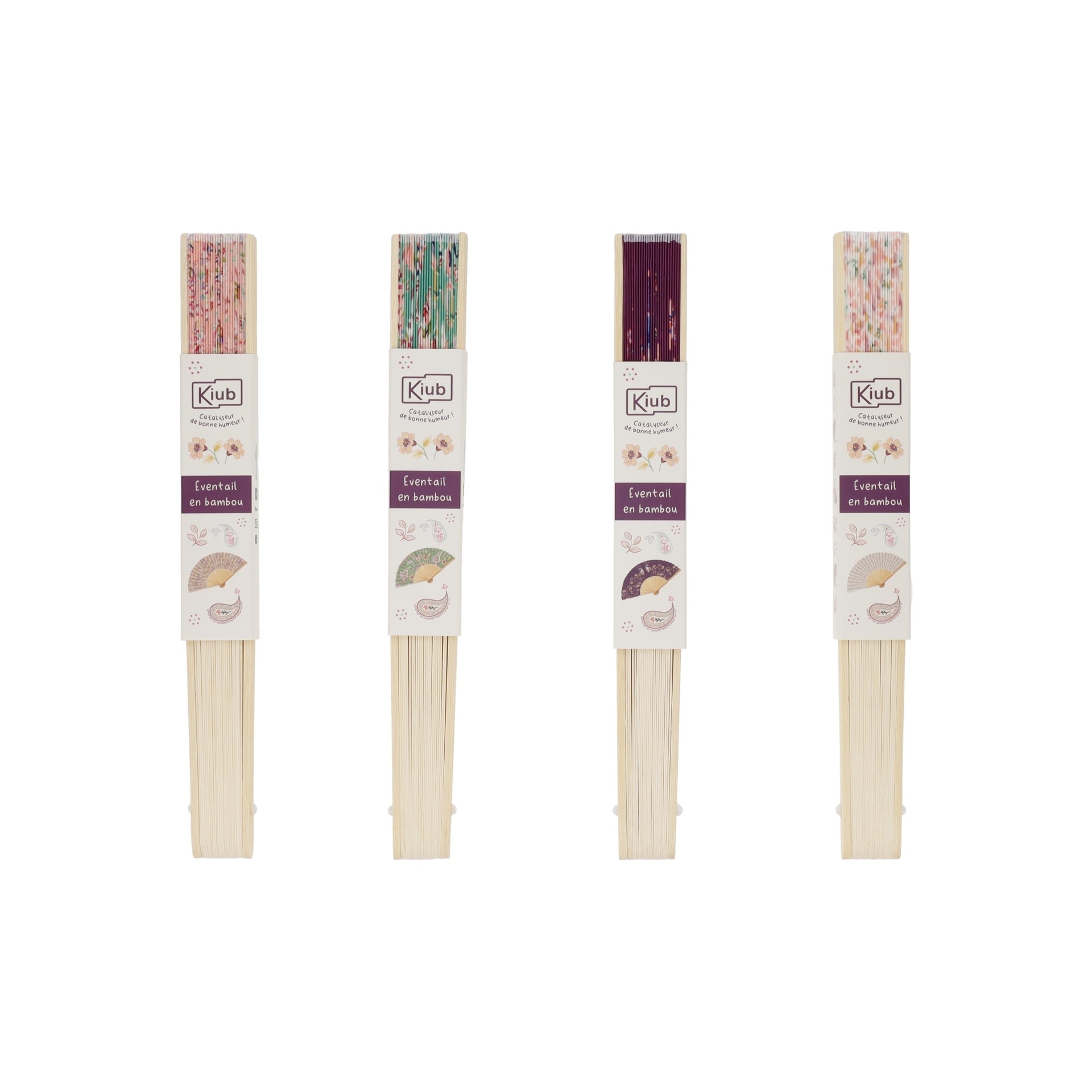KIUB Eventail Bambou Esprit Cachemire vendu à l'unité modèles aléatoires