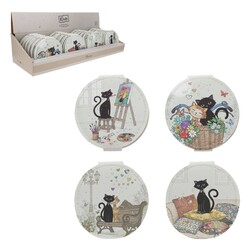 KIUB Miroir Rond Avec Pression Bug Art Chats vendu à l'unité Modèles aléatoires ∅ 7cm