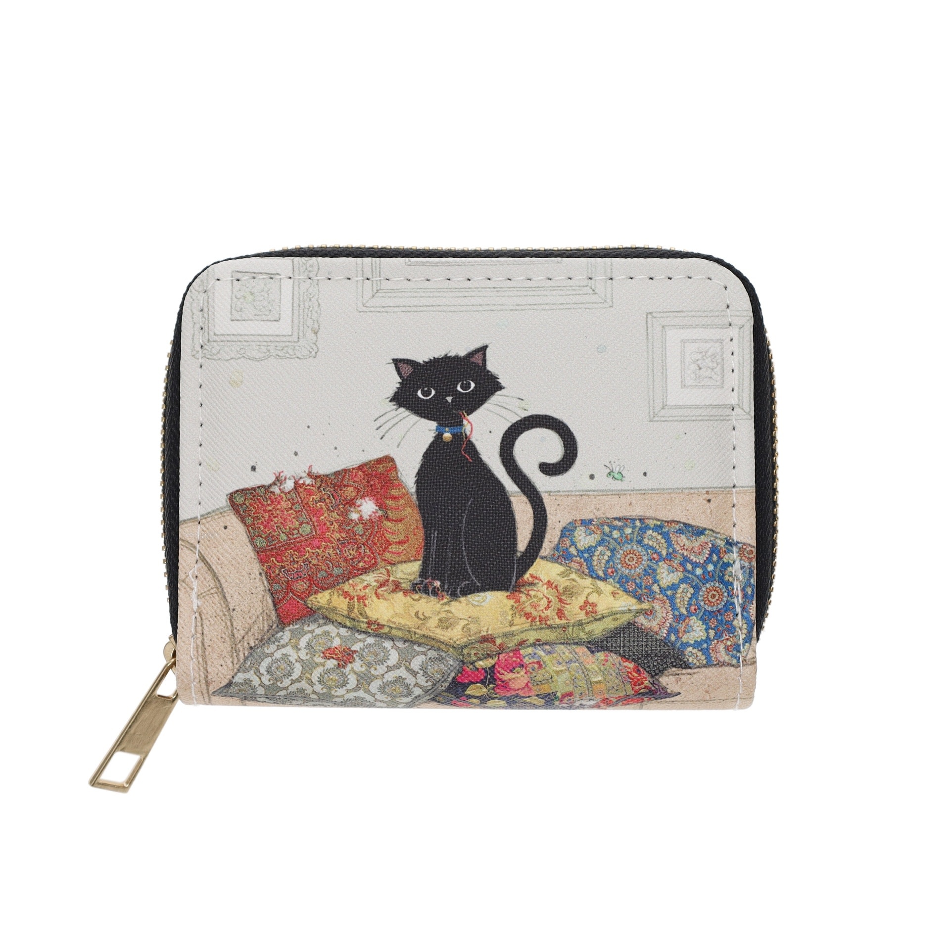 KIUB Porte Monnaie Carre Zippe Bug Art Chat Et Coussins
