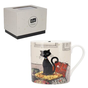 KIUB Mug Xl Droit 425 Ml Porcelaine + Boite Cadeau Bug Art Chat Et Coussins