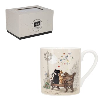 KIUB Mug Droit 280 Ml Porcelaine + Boite Cadeau Bug Art Couple De Chats