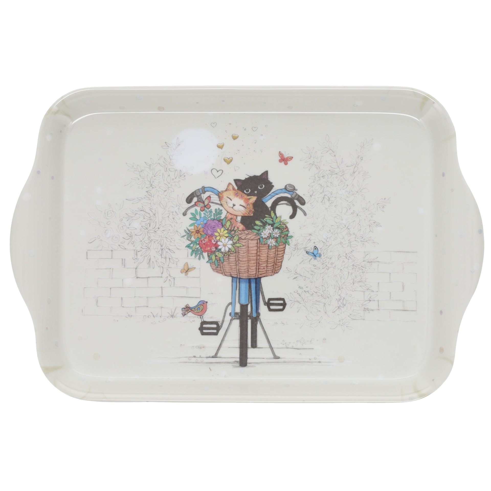 KIUB Plateau Melamine Pm Bug Art Couple De Chats 21x14.5cm
