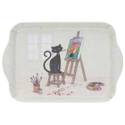 KIUB Plateau Melamine Pm Bug Art Chat Peintre 21x14.5cm