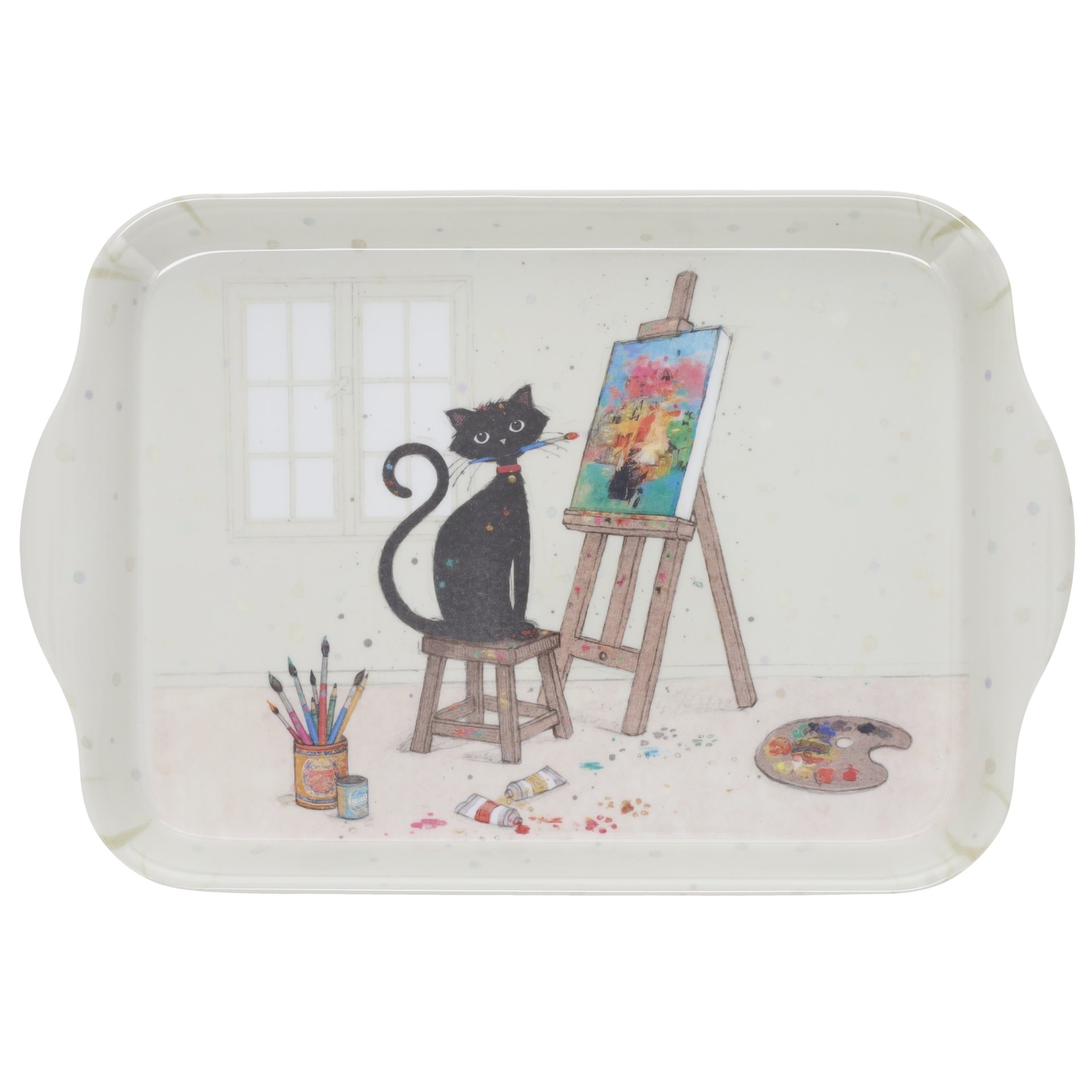 KIUB Plateau Melamine Pm Bug Art Chat Peintre 21x14.5cm