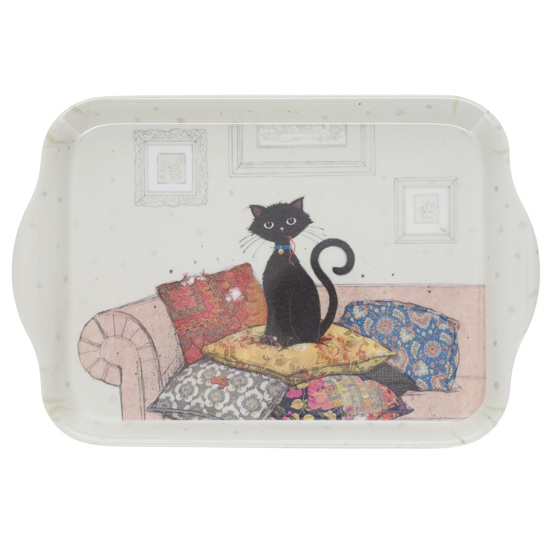 KIUB Plateau Melamine Pm Bug Art Chat Et Coussins 21x14.5cm