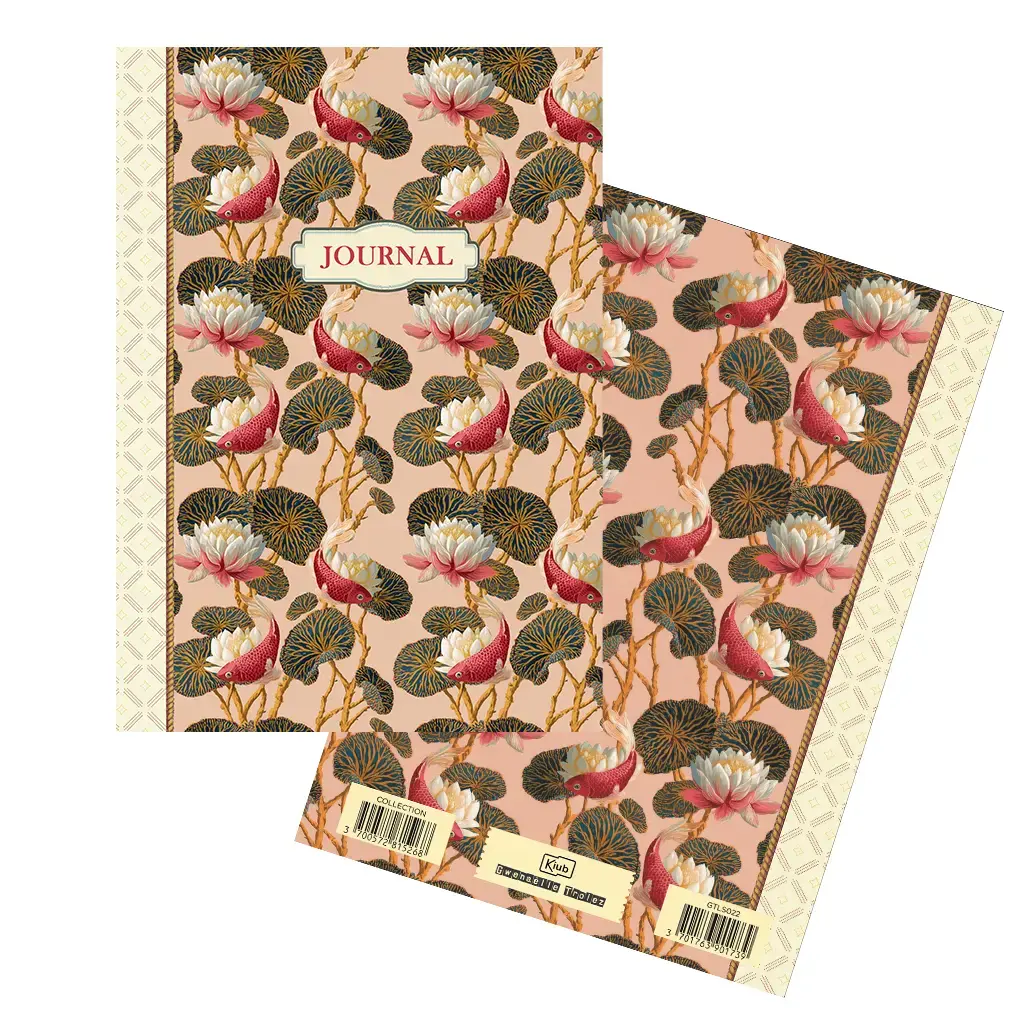 Gt Cahier A Thème 48 Pages 15x21cm - Journal Pattern Poisson Rose