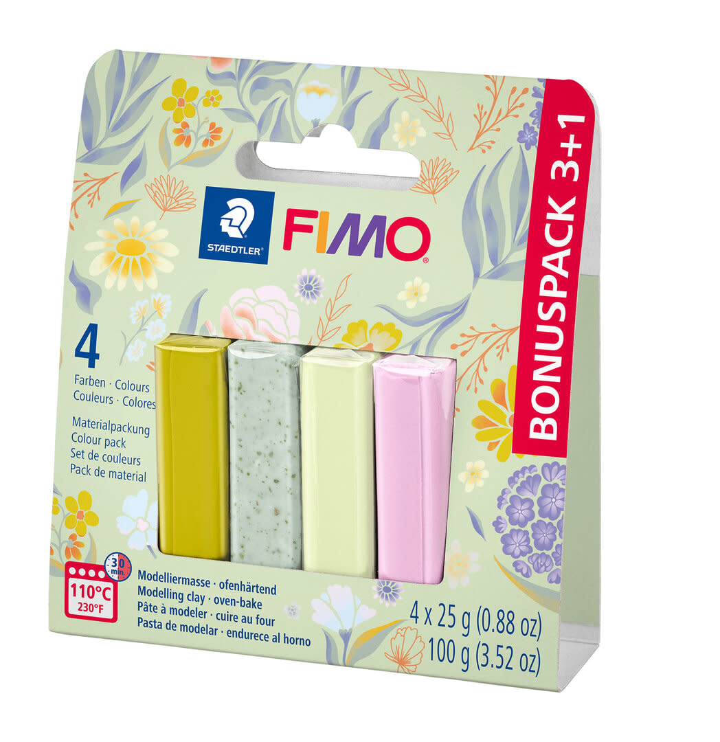 GRAINE CREATIVE Coffret Fimo 4X 25 G Couleurs Florales Bonus Pack 3+1