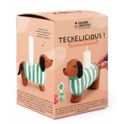 GRAINE CREATIVE Kit Céramique à peindre porte bougie Teckel