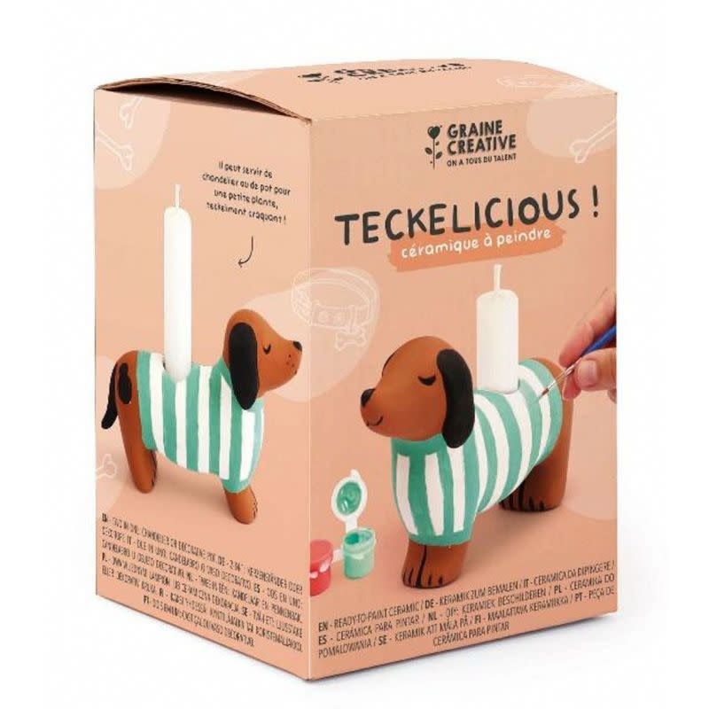 GRAINE CREATIVE Kit Céramique à peindre porte bougie Teckel