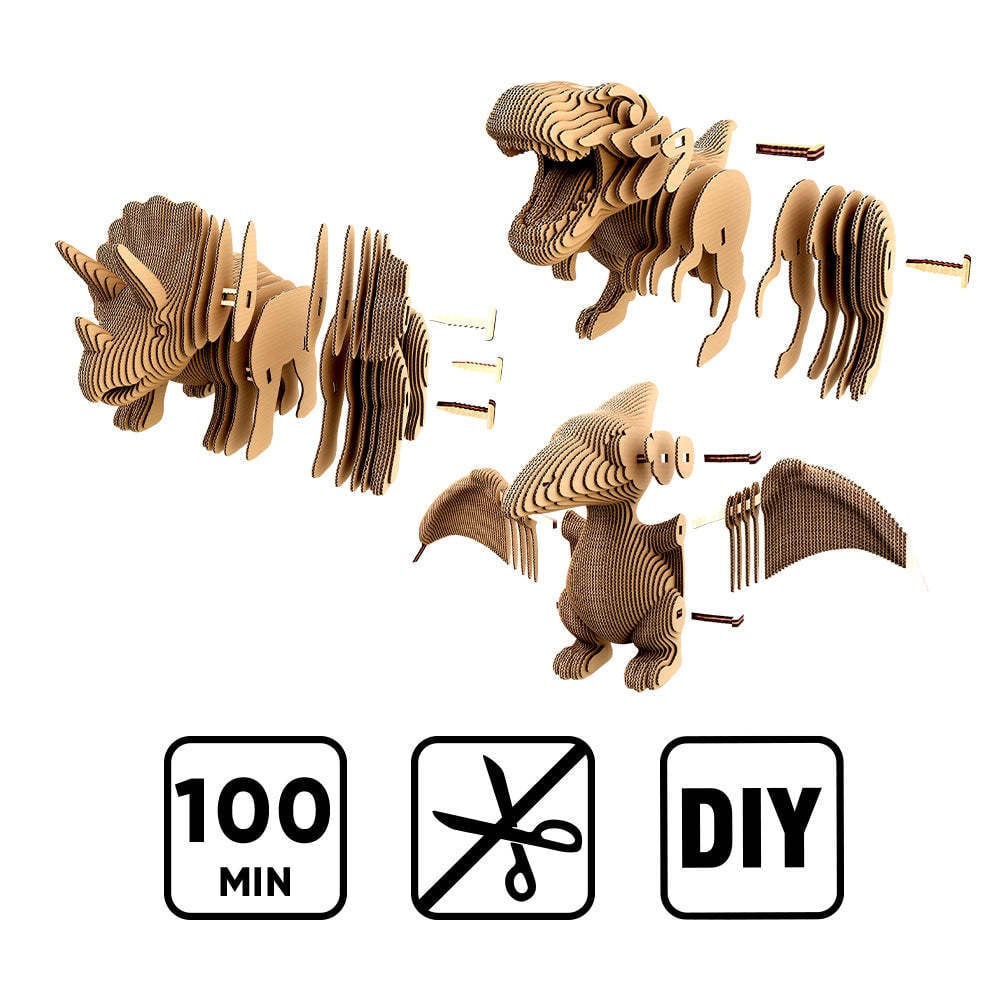 Cartonic Sculpture-Puzzle 3D - Trio Dinosaures