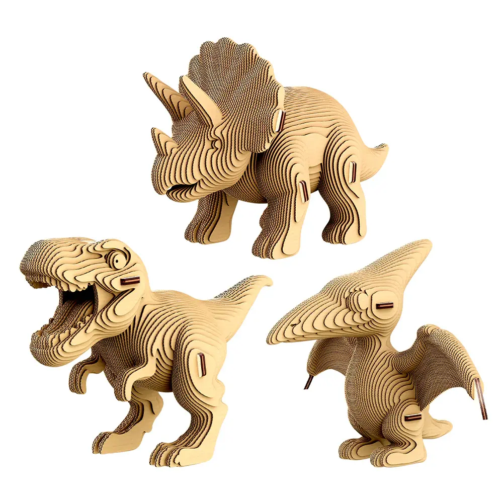 Cartonic Sculpture-Puzzle 3D - Trio Dinosaures