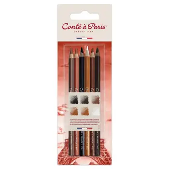 CONTE A PARIS Cap Crayons Esquisse Sanguine Blister X6 Assortis