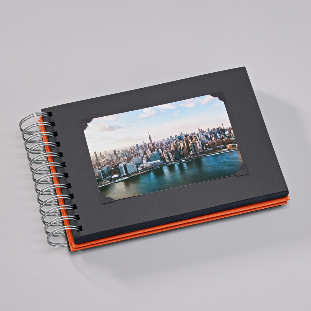 SEMIKOLON Album photos spiralé Mini Mucho Orange pages noires 23x16cm