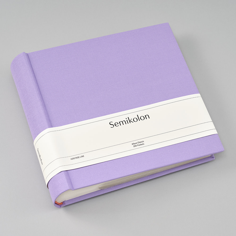 SEMIKOLON Album photos Classic 200 Pochettes Lilac Silk pages crème 23x22cm