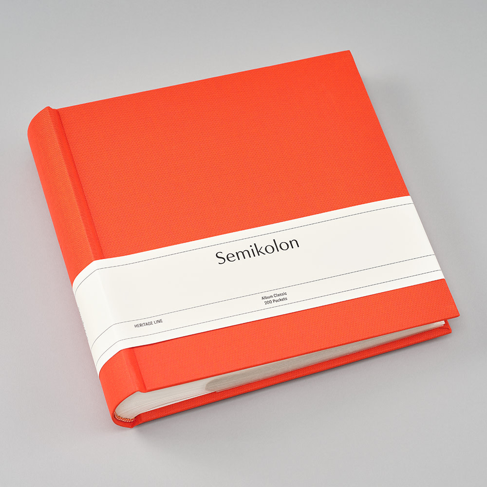SEMIKOLON Album photos Classic 200 Pochettes Orange pages crème 23x22cm