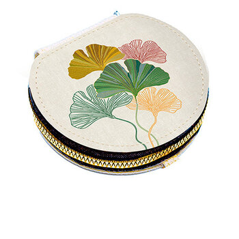 EDITIONS DU DESASTRE Broderie - Porte-monnaie rond - Gingko ∅ 10cm