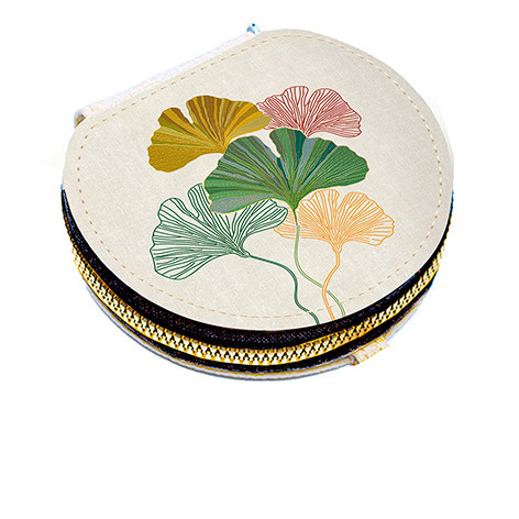 EDITIONS DU DESASTRE Broderie - Porte-monnaie rond - Gingko ∅ 10cm