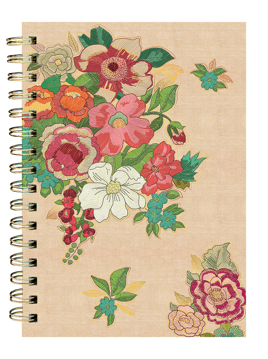 EDITIONS DU DESASTRE Broderie - Carnet à spirales 192p lignées 100g - Fleurs 16x21cm