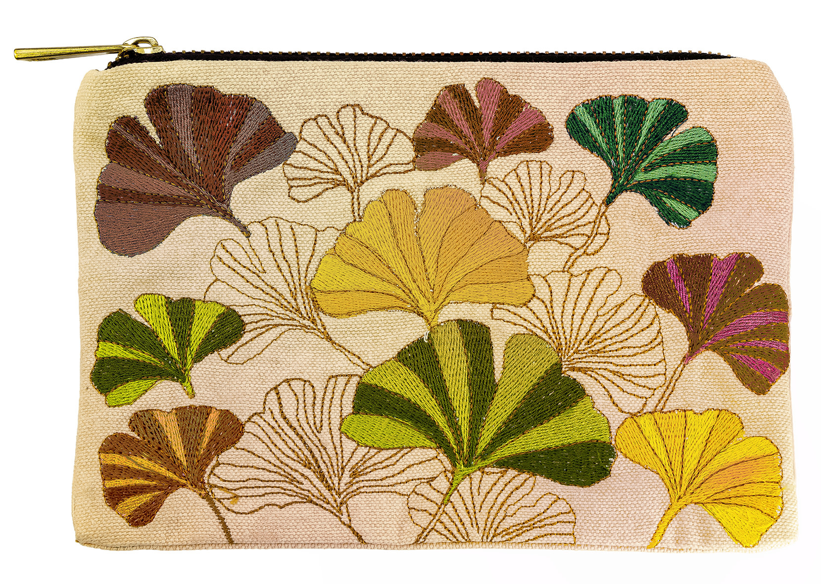 EDITIONS DU DESASTRE Broderie - Pochette brodée MM - Gingko 20x15cm